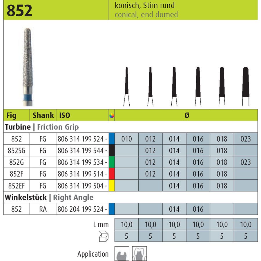 JOTA Diamond Instrument Conical FG 852F (1.6mm)