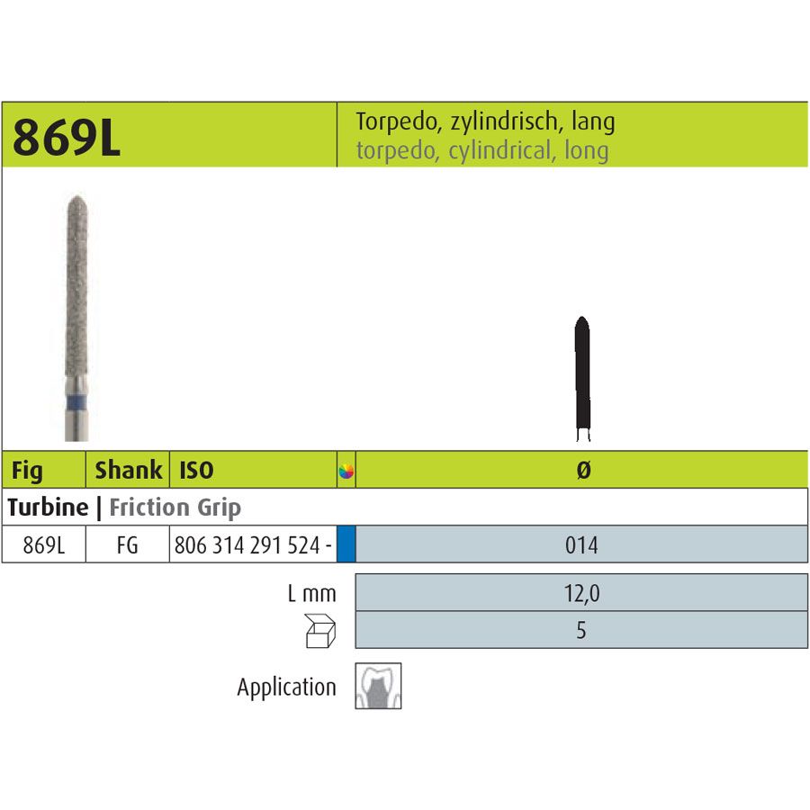 JOTA Diamond Instrument Cylindrical FG 869L (1.4mm)