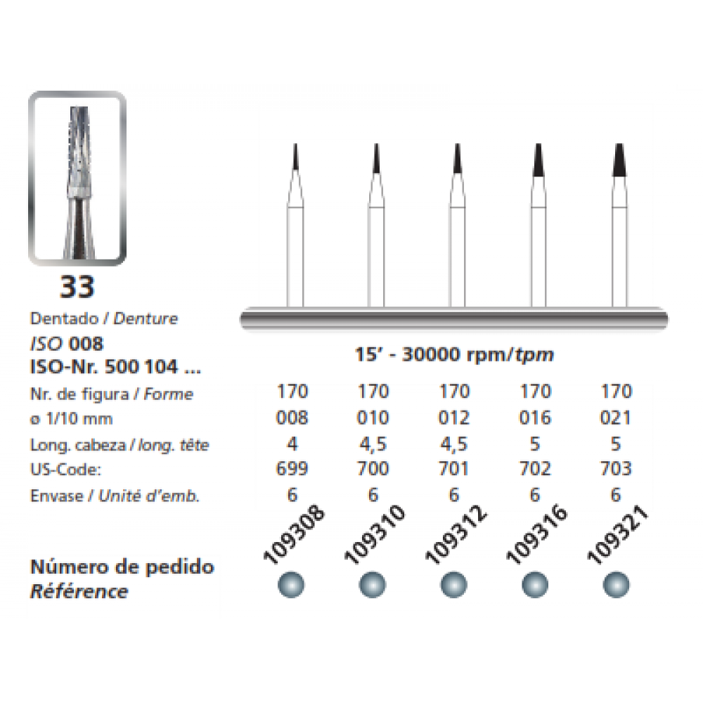 DFS Carbide Bur 33 HP 1.0mm