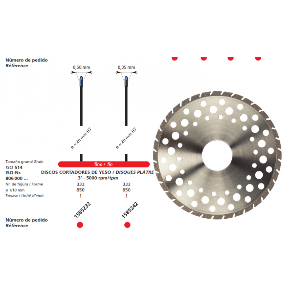 DFS PLASTER CUT DISC Perforated Fine Coarse Grit 85mm