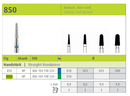 Jota Diamond Instrument Conical 850G FG (1.4mm)