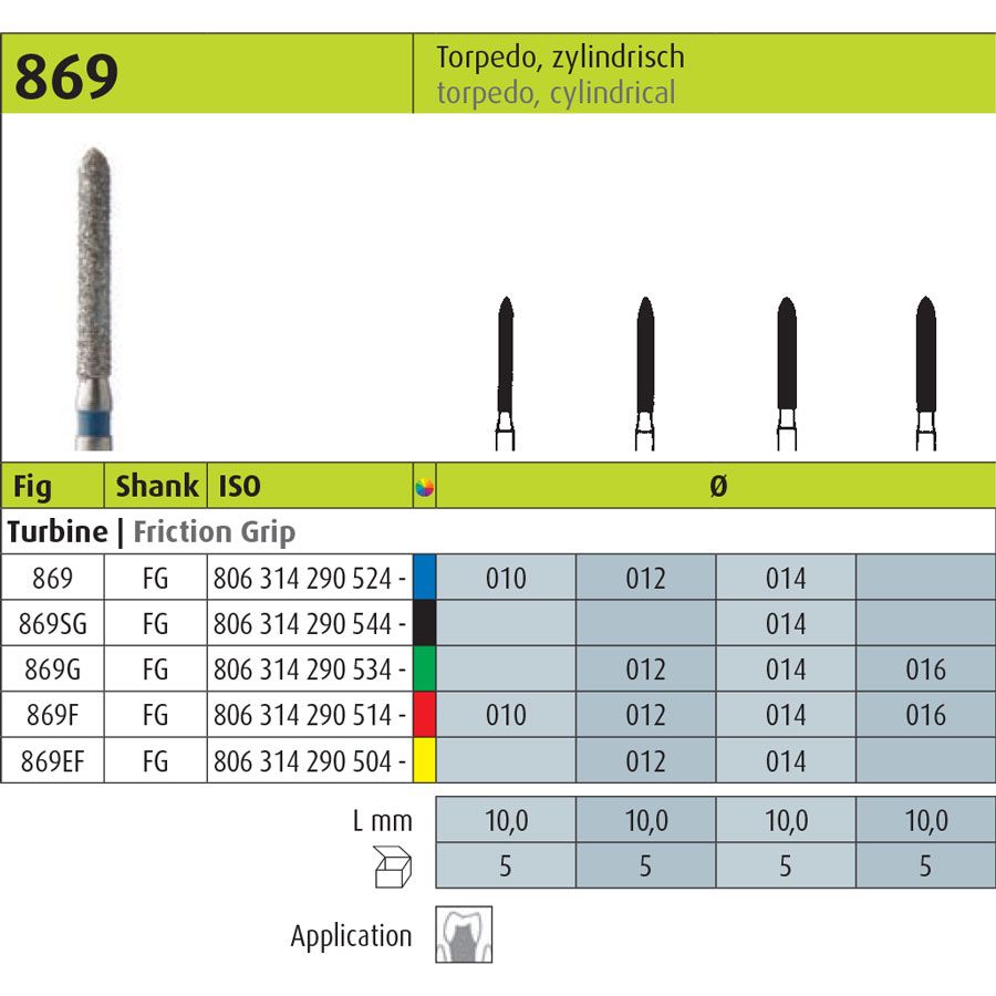 JOTA Diamond Instrument Cylindrical FG 869EF (1.2mm)