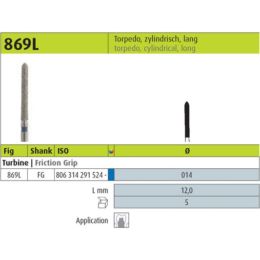 JOTA Diamond Instrument Cylindrical FG 869L (1.4mm)