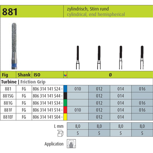 JOTA Diamond Instrument Cylindrical FG 881 (1.2mm)