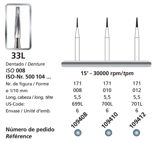 DFS Carbide Bur 33L HP 1.0mm