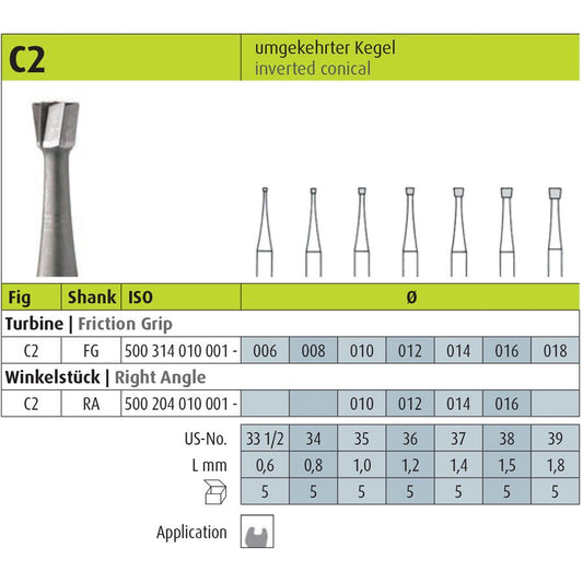 JOTA C2 Carbide Instrument FG 0.6mm US Code: 33