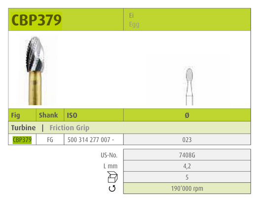 JOTA Viper Carbide Instrument Egg CBP379 FG (2.3mm)