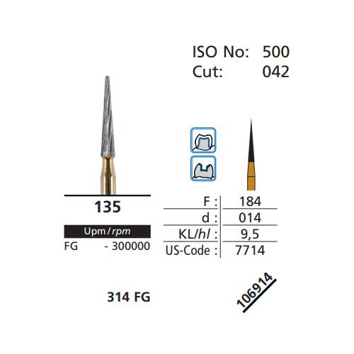 DFS ODON Carbide Finisher 135 FG Extra Coarse Grit 1.4mm